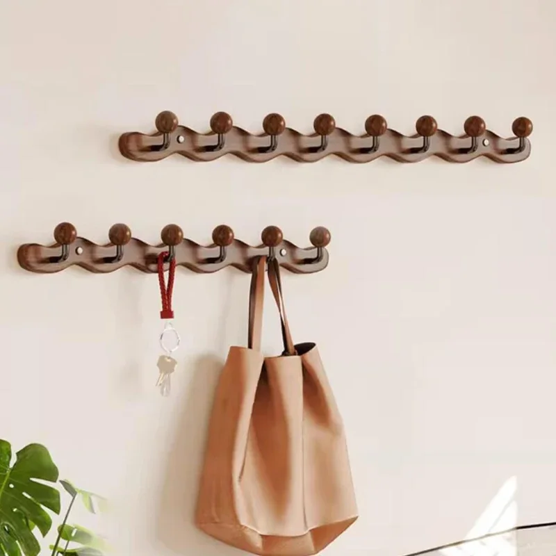 4/6/8 Hooks Clothes Hanger Stand Solid Wood No Drilling Installation Required Coat Rack Wall Mounted Clothes Hangers Adults