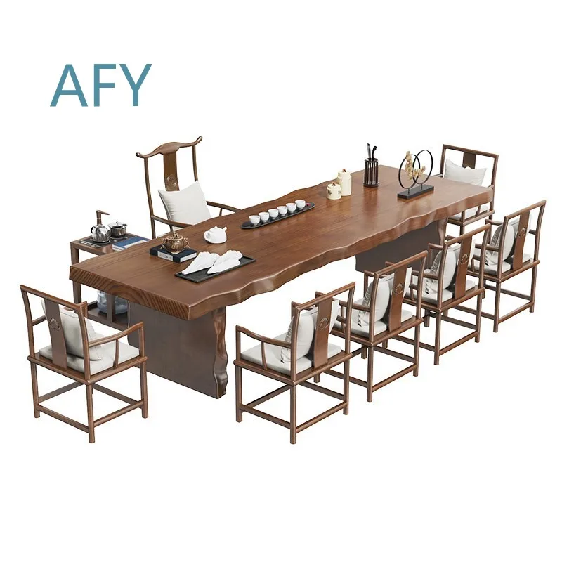 Solid Wood Tea Table and Chair Set for Kung Fu Tea Ceremony Zen Office Home Decor Large Board All Solid Wood Furniture for