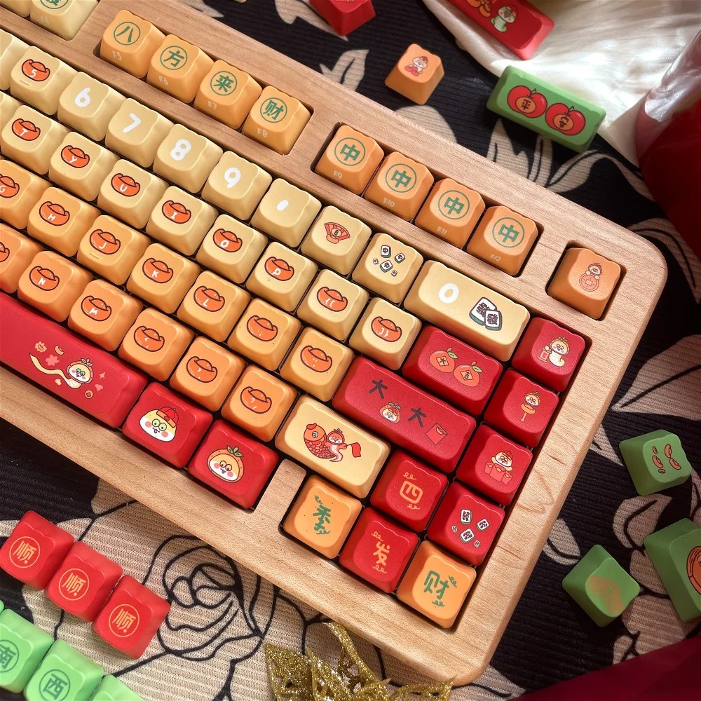 

Lucky Fortune Snake Cartoon Keycaps - 5-Side Colorful PBT, Custom Mechanical Keyboard Art