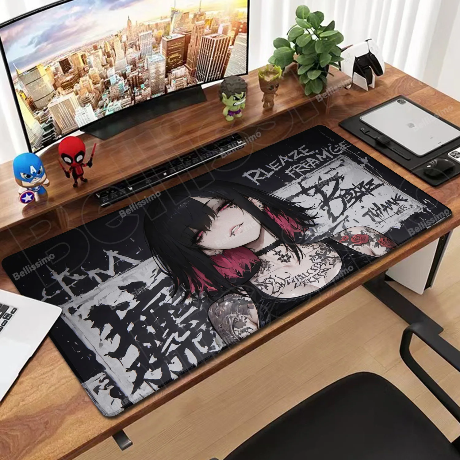 

Handsome Anime Punk Girl Mouse Pad Speed E-sports PC Accessory Gaming Keyboard Office Table Non-slip Desktop Decoration Desk Mat
