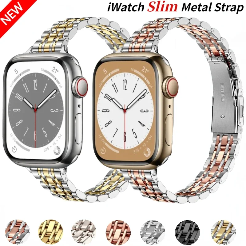 Slim Metal Strap For Apple Watch 10 9 8 7 41mm 45mm 42mm 46mm Women Stainless Steel Bracelet iWatch Ultra 49mm 6 5 4 3 SE2 Band