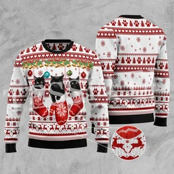 Christmas Santa Claus Knitted Ugly Sweater Xmas Cosplay Cartoon Vintage Graffiti Long Sleeves 3DPrint Winter Pullover Harajuku U