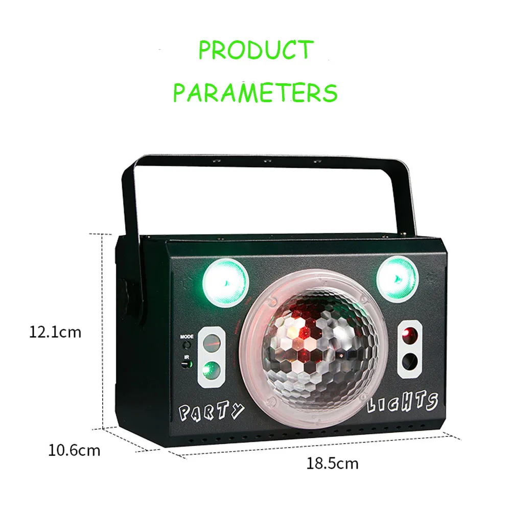 DJ Disco Magic Ball Light Red Green Laser Light Sound Activated LED Strobe Light Multifunction Remote Control Magic Ball Light