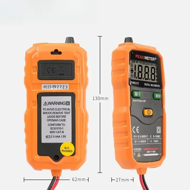 for PM8231 Digital Multimeter Smart Pocket Anti-Burn Universal Handheld Meter with LCD Display for Resistance Voltage Current