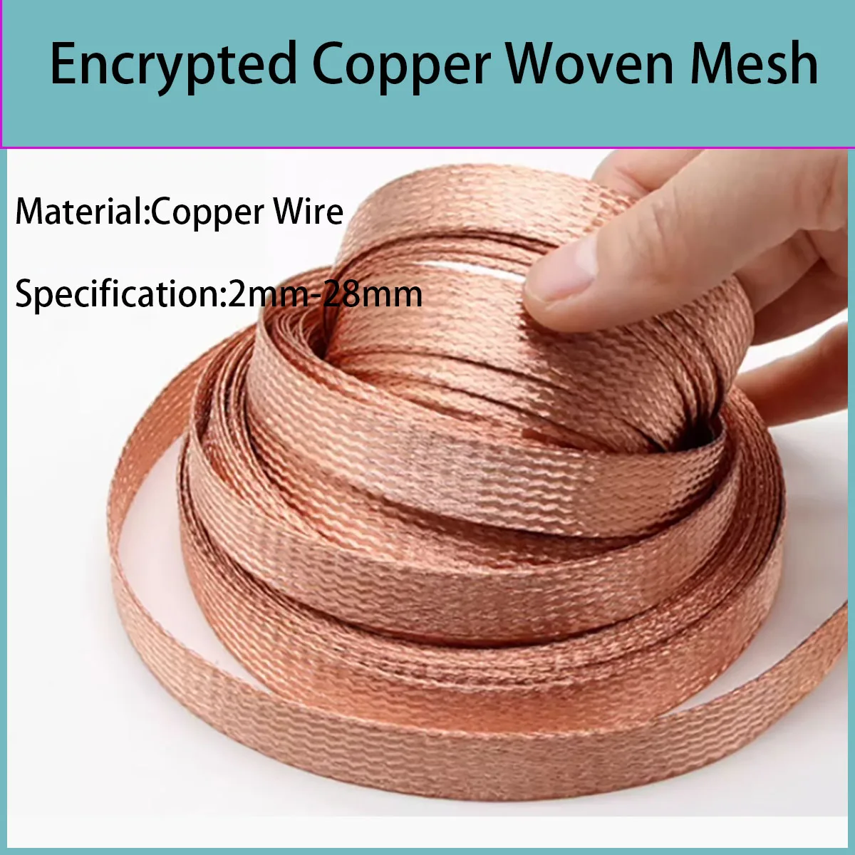 Bare Copper Braid Cable 2mm-28mm Flat Pure Copper Braided Wire Ground Lead Metal Shielding Braided Sleeving Cable Harness
