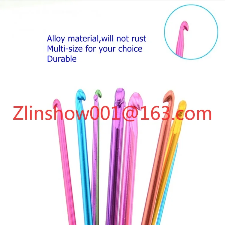 Factory Sale Multicolor 15Sizes 2mm-12mm Individual Size Aluminum Handle Crochet Hooks Knitting Knit