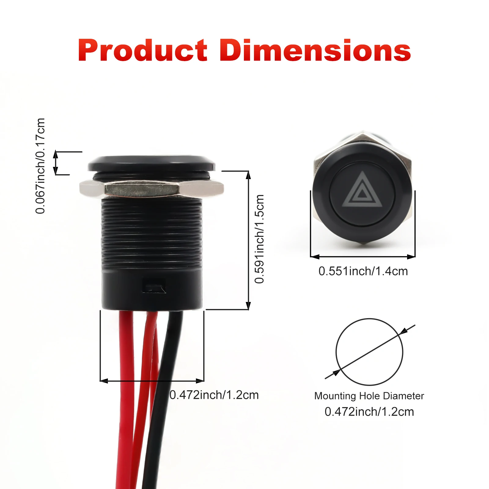 FLIN 12mm 12v coche de carreras barco IP65 botón de plástico impermeable interruptor de botón de enganche momentáneo con símbolo de tablero