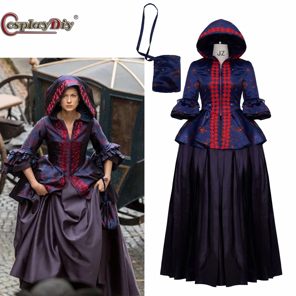 Outlander Claire Fraser Costume Cosplay Women's Purple Top Skirts Bustle Dress Victorian Medieval  Evening Gown Dress