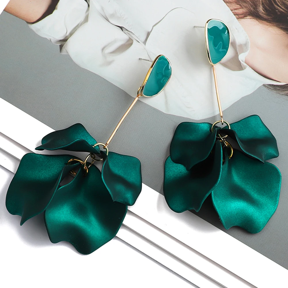 Romantic Sweet Acrylic Petal Long Dangle Drop Earrings For Women Girl 2022 Trend Luxury Fairy Grunge Pendant Jewelry Accessories