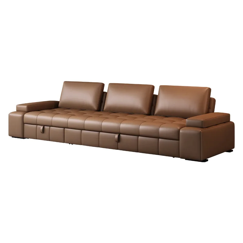 

Italian, minimalist, leather, sofa bed, dual-use, foldable, multi-function, living room