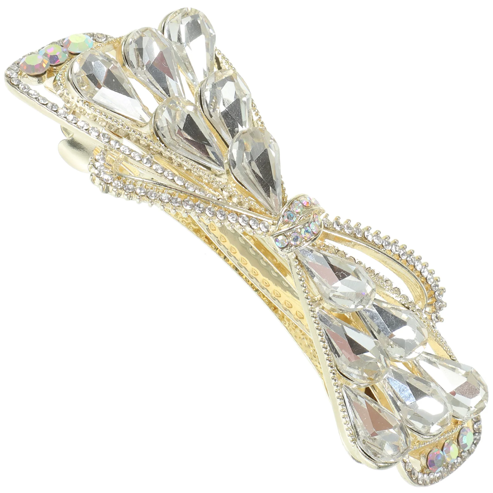 

1pcs Rhinestone Crystal Hair Clip Spring Alloy Strong Hold Barrette For Women Durable Fashion Accessory Party Wedding Use