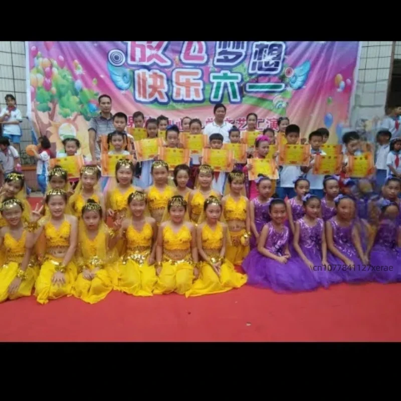 Girls' Belly Dance Set Dance Costumes Children's Indian Dance Performance Costumes Skirts Children's Ethnic Dance Performance