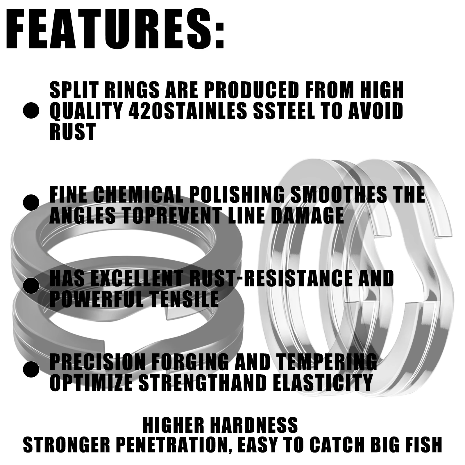 حلقات صيد منقسمة من الفولاذ المقاوم للصدأ ، قوة عالية ، قوة مزدوجة ، حلقة دائرية ، إكسسوارات Pesca ، من من من الفولاذ المقاوم للصدأ ، من من من نوع 12 إلى 12 ،