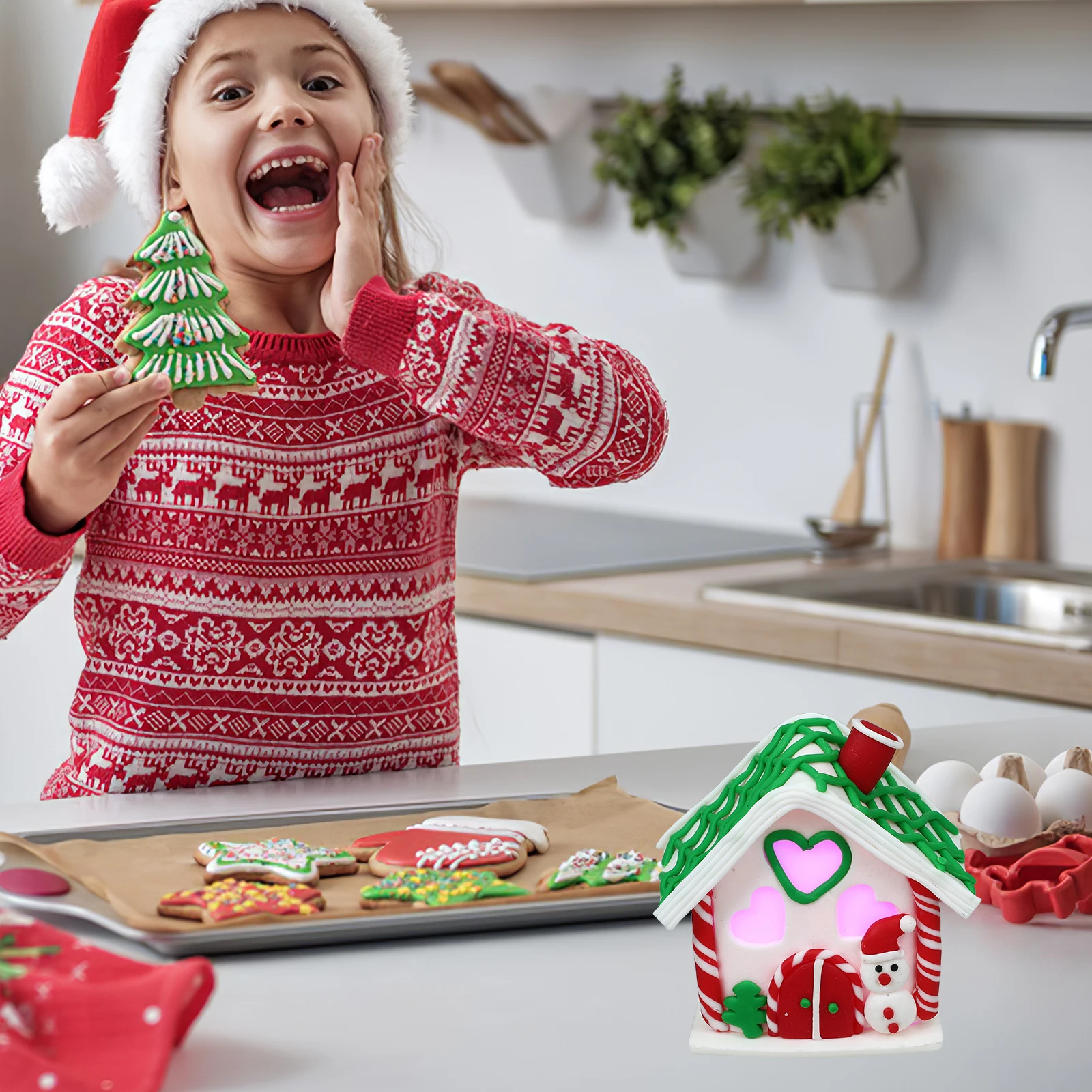 

Xmas Miniature House Decoration Glowing Christmas Village House for Table Centerpiece Festival Decor Home Hotel Bar Interior