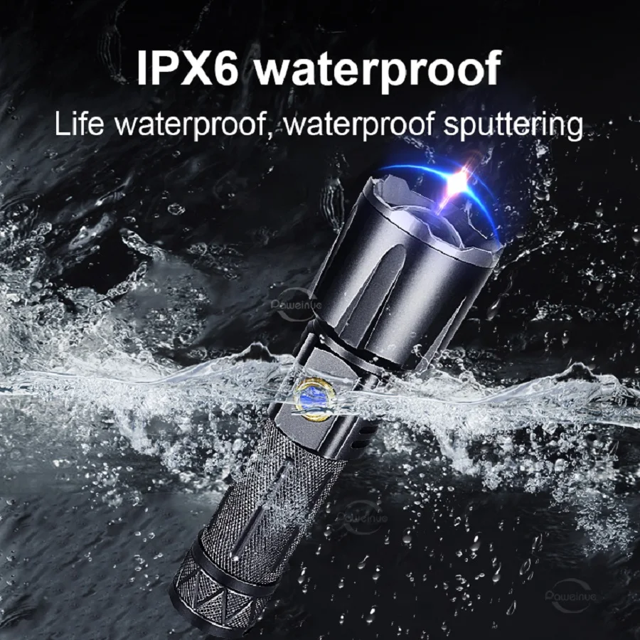 6000000LM Powerful Flashlight XHP360 LED Telescopic Zoom Tactical Light Outdoor Camping Fishing Hunting Emergency Work Light