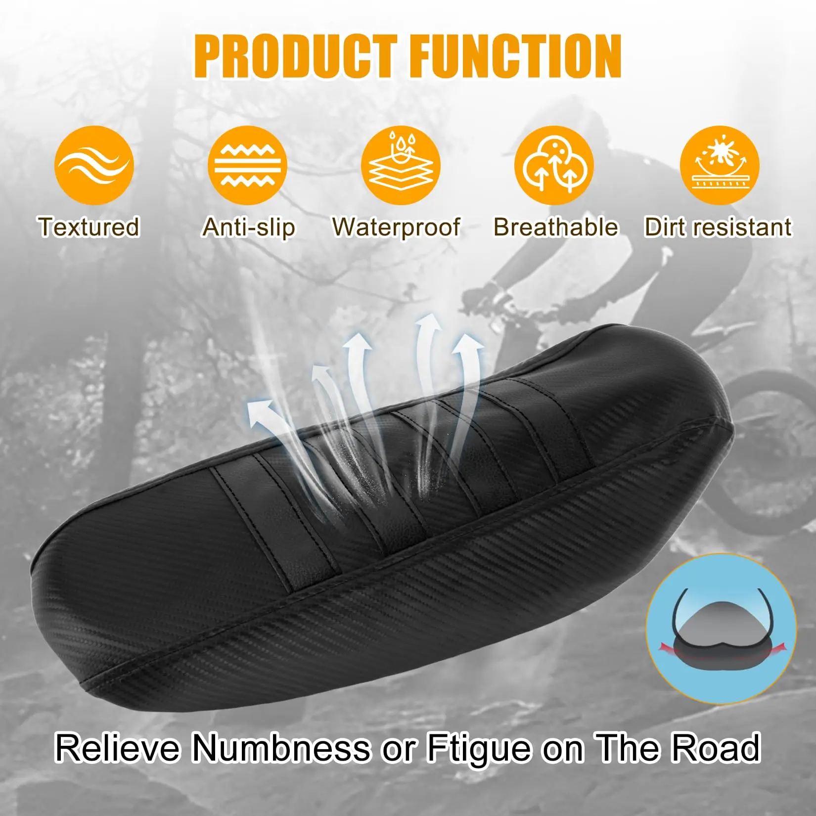 High Elastic Leather Dirt Bike Seat Cover for Sur-ron Light Bee X/S X160 X260 Electric Bike Black view 5