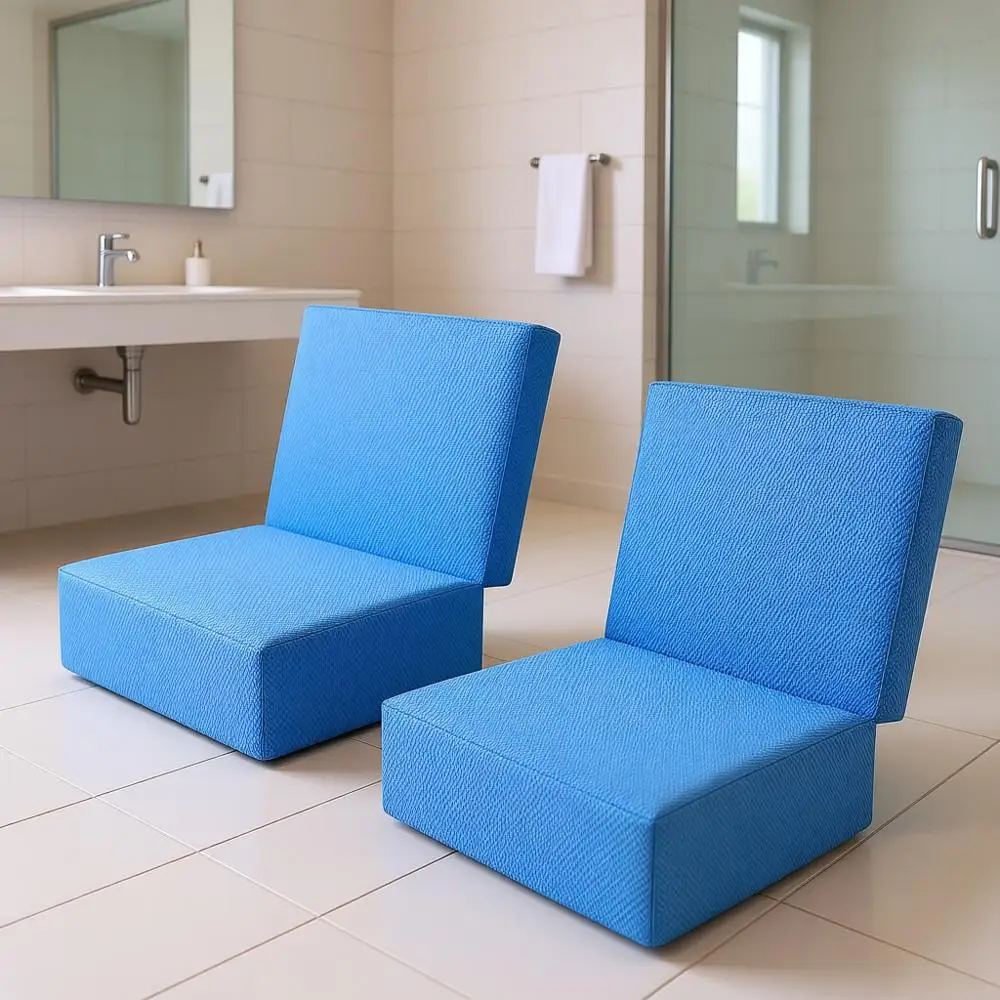 

Двойные сиденья для гидромассажной ванны с регулируемой высотой, толстыми подушками и поддержкой спины, моющиеся для использования в ванне или на открытом воздухе (синие)