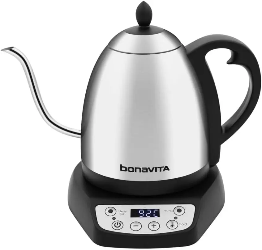1L Digital Variable Temperature Gooseneck Electric Kettle for Coffee Brew and Tea Precise Pour Control, 6 Preset Temps, Café or