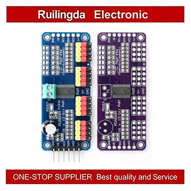 PCA9685A 16-Channel PWM Servo Driver Board Extension Module with Single Chip Microcomputer I2C Interface Control