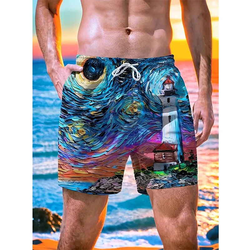 Stylish Colorful 3D Print Gym Shorts Mens Summer Casual Loose Shorts with Pockets Athletic Workout Running Jogging Track Shorts