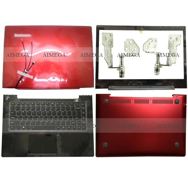 

NEW Red NO Touch For Lenovo Ideapad U430P Laptop LCD Back Cover/Front Bezel/Hinges/Palmrest/Bottom Case 3CLZ9LCLV50