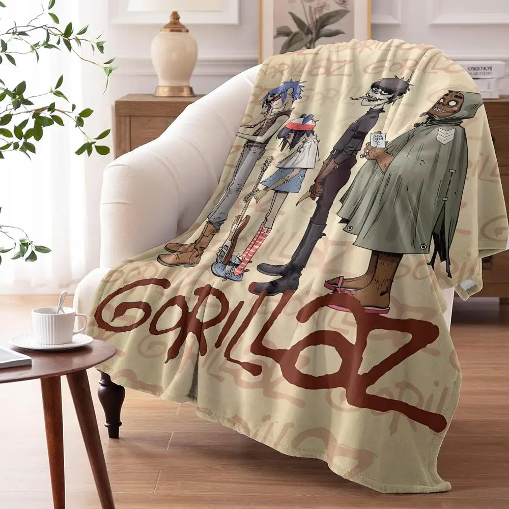 G-Gorillaz Band Throw Soft Flannel Throw Summer AC Blanket Lightweight Cool Nap Blanket for Sofa Bed Couch Travel