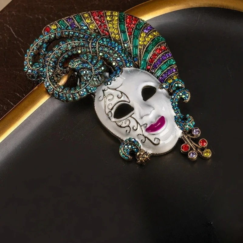 Large Size Harry Design Mask Brooch Creative Face Badge Masculinity Versatile Coat Pin Corsage Sweater Suit Accessories
