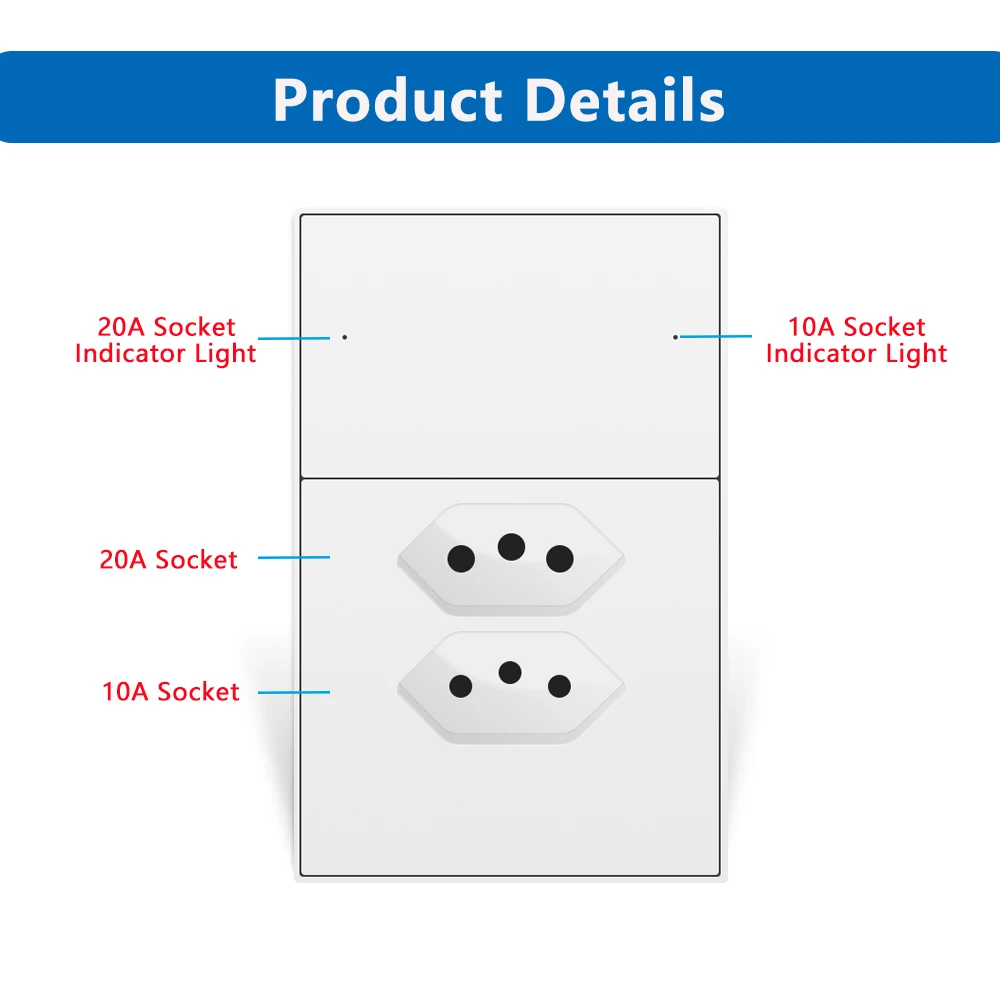 Zemismart Zigbee Brazil Smart Socket 10A 20A Tomadas Brasileiras Only Work with Tuya Homekit APP Control Via M1/M6 Matter Hub