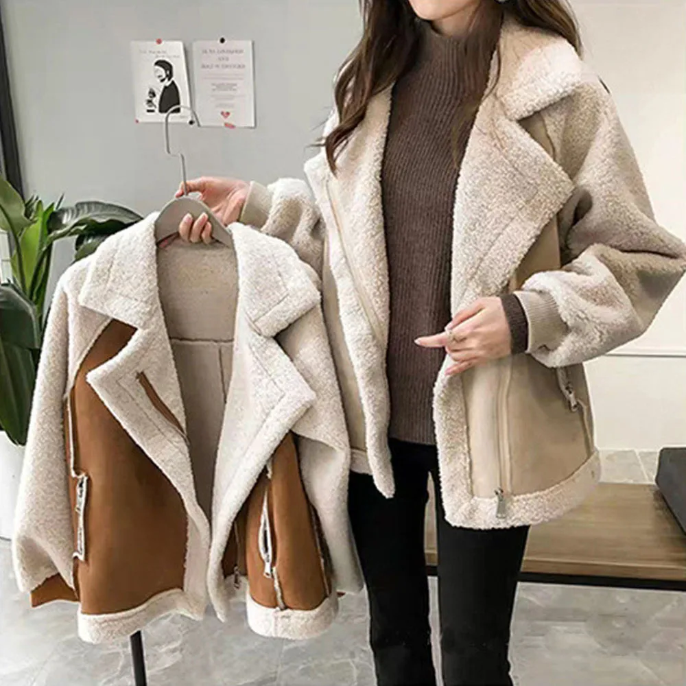 

Women's 2024 Thick Plus Velvet Y2K Winter Clothes Down Coat Parkas PU Leather Jacket For Women Fashion Clothes