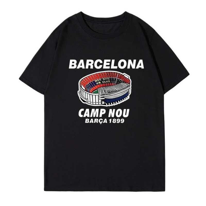 Camiseta de Fútbol de Manga Corta con Diseño de Dibujos Animados del Estadio Camp Nou, Barcelona FC, 27 Títulos, Aniversario del Campeonato de La Liga, Verano 2026