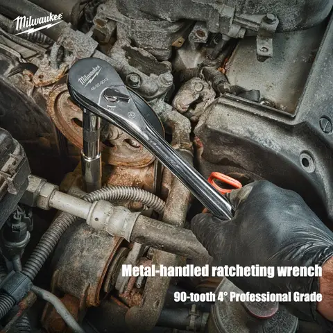 Milwaukee 1/4 ˝ Integrated Ratchet Wrench, Driving Thin Head Ratchet Wrench, Manual Tool Accessories 48229014/48-22-9014