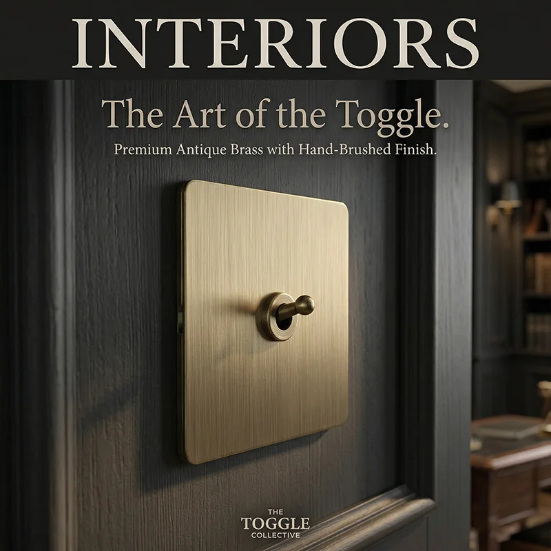 Luxury Antique Brass Brushed Toggle Switch Retro Metal Panel 1-4 Gang 2 Way Lever Wall Light Switch Socket for Industrial Decor