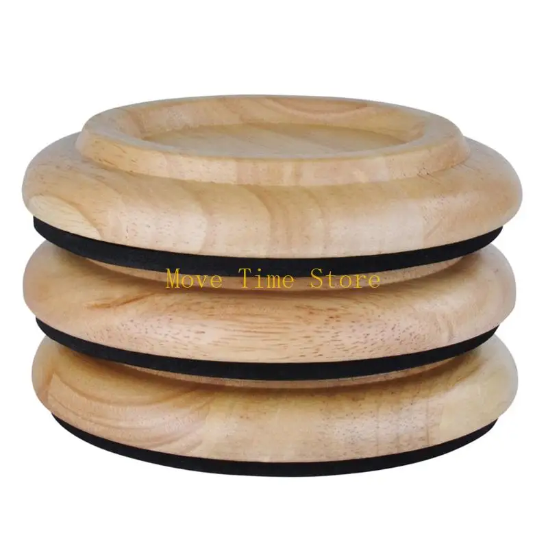92ME Grand Piano Leg Wheel Cups Set of 3, Wooden Recessed Caster Holders for Floor and Stable Daily Placement