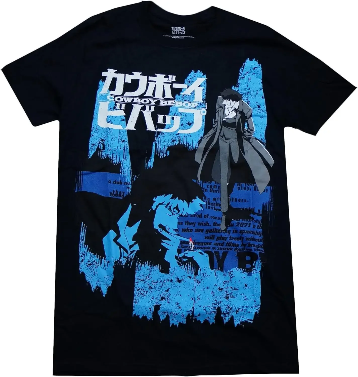 Cowboy Bebop Spike Anime Opening Credits Officially Licensed Adult T-Shirt (Medium) Black