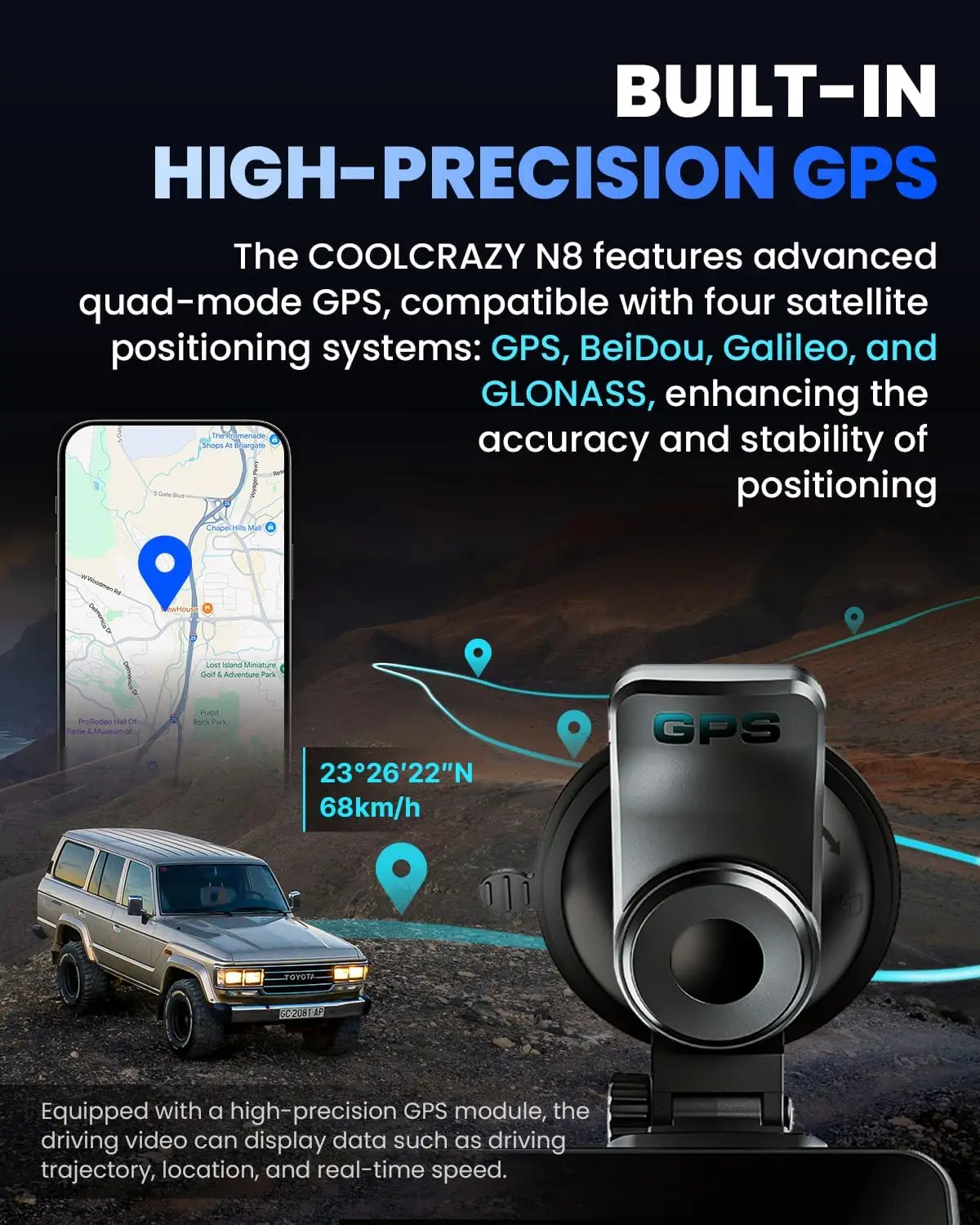 Dash Cam Front and Rear, 4K Full HD Dual Dash Camera for Cars Built-in 5G WiFi GPS, 64GB Card, Car Camera with 3" IPS Screen, UH