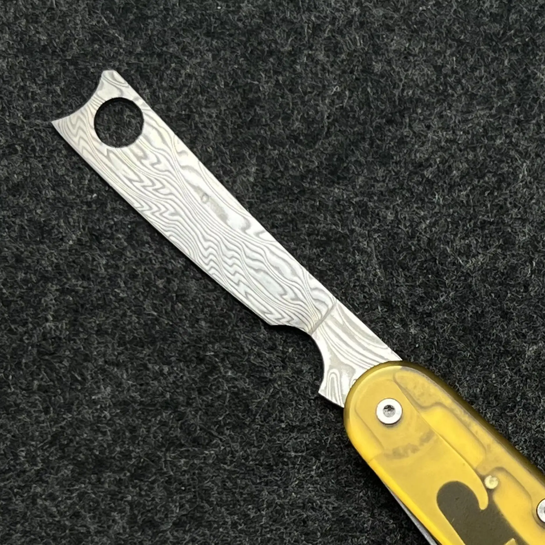 Damascus Steel Replacement Blade with Finger protection For 84mm Victorinox Swiss Army Knife SAK Folding Knife DIY Accessories
