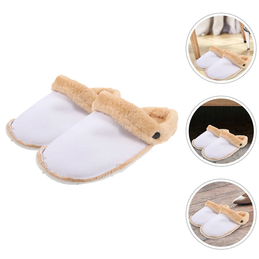 with Velvet Lining Shoe Inserts Winter Hole Warm Detachable Fuzzy Fluffy Men Slippers