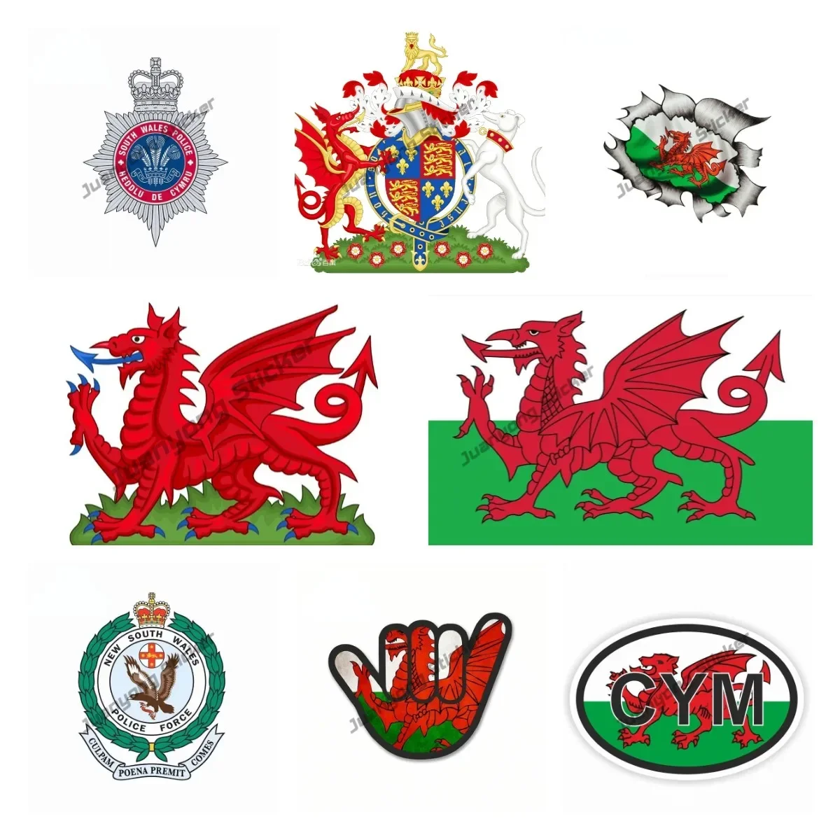 

Creative Decals Wales Flag Decal Wales Welsh Red Dragon Map Sticke Premium Quality Vinyl Car Accessories Glue Sticker KK13cm
