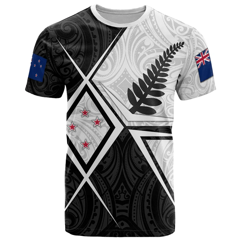 Summer New Zealand Polynesia T Shirts For Men Casual 3D Printed Tees Personality Round Neck Short Sleeves Tops Street Tee Shirt