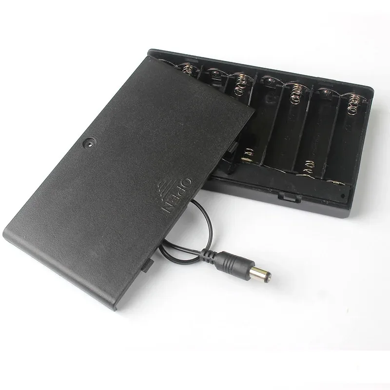 5pcs/lot 8AA Battery Box 12V with Cover Switch DC5521 Battery Holder for LED Strip Light
