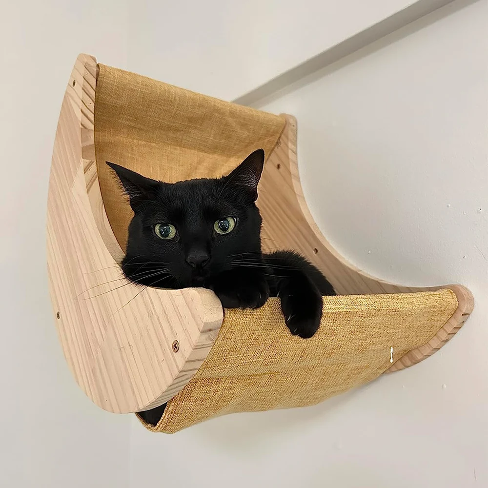 

Cat Climbing Shelves Cat Tree Tower Wooden Hammock With Jumping Platform and Ladders for Cat Sleeping and Playing Cats Furniture