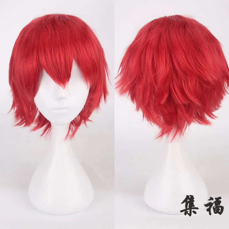 New Men's Hair Anime Wig, European and American Short Hair with Reverse Curl Design, Universal Cosplay Wig, Fake Fur, Color Wig