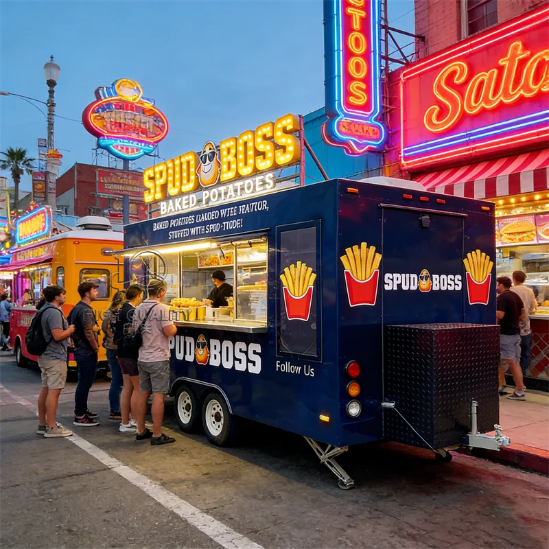 United State Food  Truck with Full Kitchen Concession Bbq Food Trailer All-Season Enclosed Food Trailer with Heating