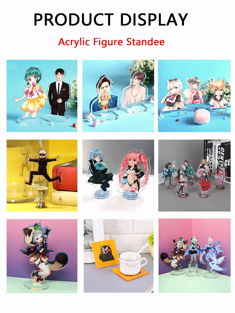 Personnalisez votre figurine de dessin animé Standee, plaque de modèle de dessin animé en acrylique transparent, décor de bureau, signe debout pour Photo, porte-clés, support pour Fans, cadeaux