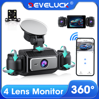 Develuck Dash Cam 4-Channel Recording Car Rearview Camera 1080P DVR Built-In WiFi IR Night Vision HD Video Recorder G-Sensor