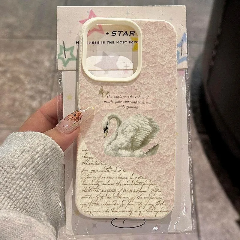 2D Flat White Swan Pattern Phone Case for Samsung Galaxy S26 S25 S24 S23 S22 S21 S20 Plus Ultra A73 A72 A52 A32 A25 A15 Cover