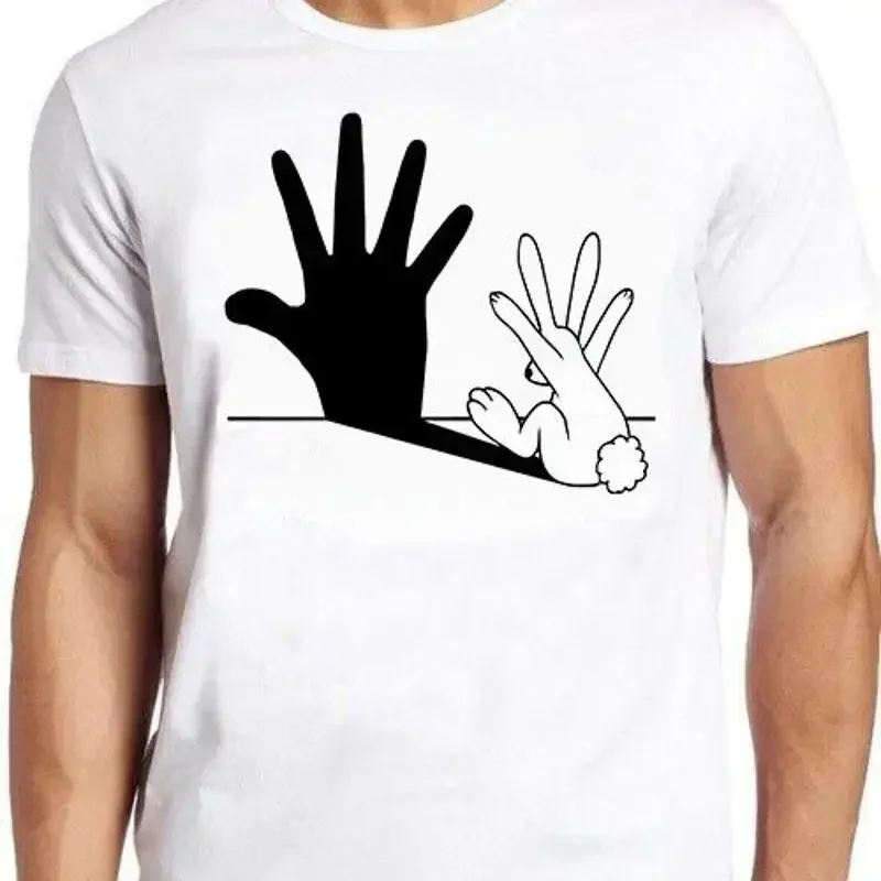 Rabbit Hand Shadow Art Cool Gift Cult Meme Gamer Music Movie Tee T Shirt M530