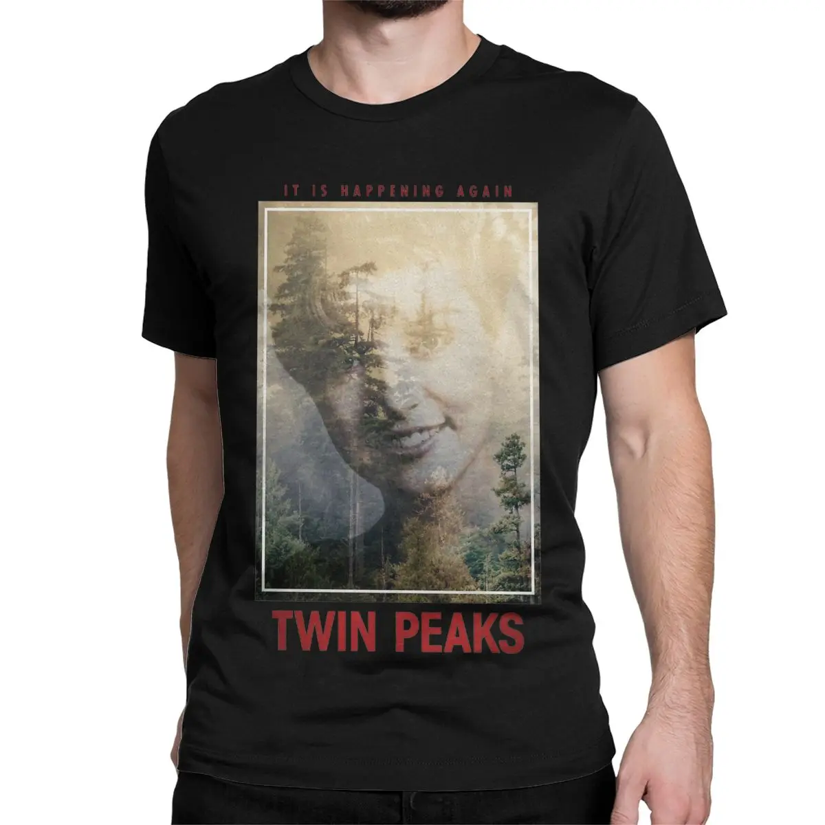 Laura Palmer Happening Again Double Exposure T-Shirts Men Women Crewneck Pure Cotton T Shirt Twin Peaks Tees Plus Size Clothing