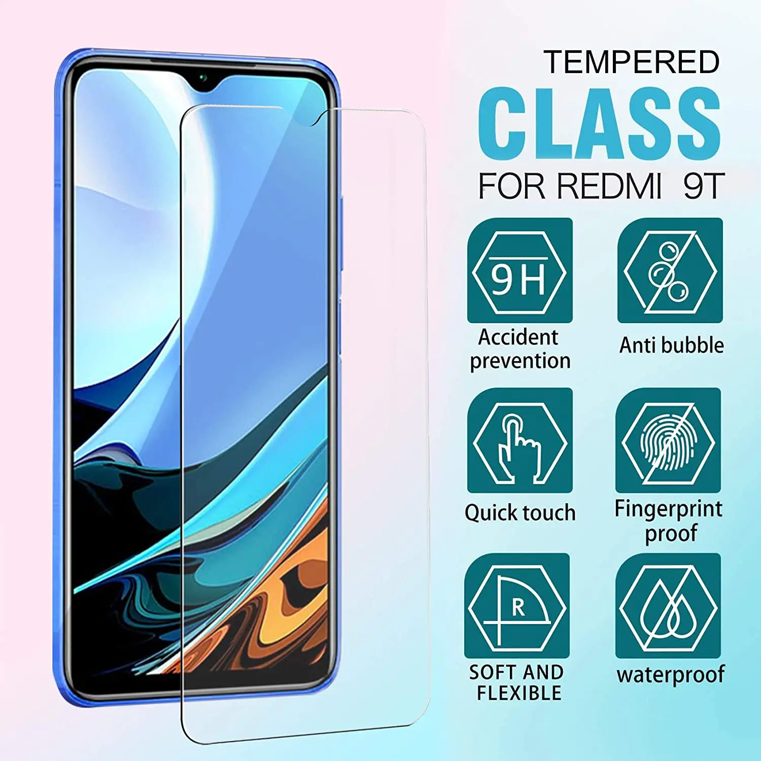 ฟิล์มกระจกนิรภัย9H สำหรับ Xiaomi redmi 9T 2/4ชิ้นกระจกกันรอยหน้าจอ HD