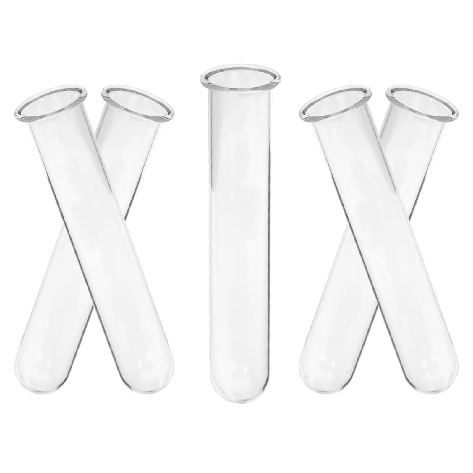 5Pcs Transparent Glass Plant Propagation Test Tube Hydroponic Vase Indoor Flower Arrangement Garden Station 4.4x1.4 Round Bottom